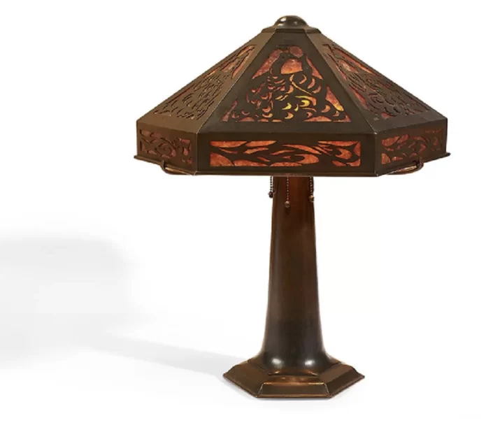 Hammered Copper Table Lamp by Dirk Van Erp
